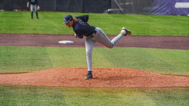 Isaacs pitching for Oral Roberts University *Photo credit ORU website